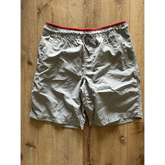 The North Face Mens Lightweight Nylon Drawstring Shorts size Medium Grey/Red - Picture 1 of 3